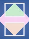 Abstract geometrical blue, pink and green paper flat lay background. Minimalism, geometry and symmetry template. Royalty Free Stock Photo