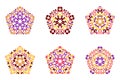 Abstract geometrical floral mosaic pentagon polygon set