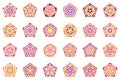 Abstract geometrical floral mosaic pentagon polygon set set