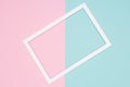 Abstract geometrical pastel blue, teal and pink paper flat lay background. Minimalism, geometry and symmetry template. Royalty Free Stock Photo