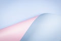 Abstract geometry composition background in pastel blue and pale pink colors with geometric shapes and curved wave lines Royalty Free Stock Photo