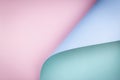 Abstract geometry composition background in pastel blue, pink, green colors with geometric shapes and curved wave lines Royalty Free Stock Photo