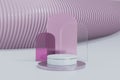 Abstract geometry crystal glass shape,white and purple shiny color podium,sophisticated pattern purple background,mockup product Royalty Free Stock Photo