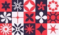 Abstract geometry mosaic artwork design with simple shapes and basic figures, pattern in Scandinavian style inspired by modernism Royalty Free Stock Photo