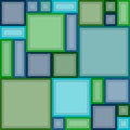 Abstract geometry seamless pattern. Blue green random squares. Cold colors vector in patchwork style