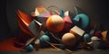 Abstract geometry shapes colors Hyper-realistic textures three created with generative AI
