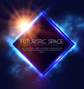 Abstract Geomrtic Banner with Neon Lights. Trendy Party Poster Template. Futuristic Space. Magic and Mystery Design.