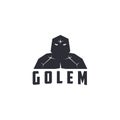Abstract giant stone Golem logo icon vector template