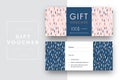 Abstract gift voucher card template. Modern discount coupon or certificate layout with geometric shape pattern. Vector fashion