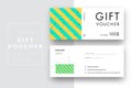 Abstract gift voucher card template. Modern discount coupon or certificate layout with geometric shape pattern. Vector fashion Royalty Free Stock Photo