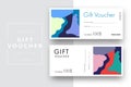 Abstract gift voucher card template. Modern discount coupon or certificate layout with geometric shape pattern. Vector fashion Royalty Free Stock Photo