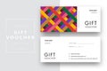 Abstract gift voucher card template. Modern discount coupon or certificate layout with geometric shape pattern. Vector fashion