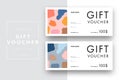 Abstract gift voucher card template. Modern discount coupon or certificate layout with geometric shape pattern. Vector fashion Royalty Free Stock Photo