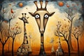 Abstract giraffe painting. Wildlife Animals. Animals art