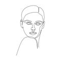 Abstract girl face continuous one line drawing minimalism design isolated on white background Royalty Free Stock Photo
