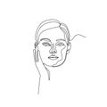 Abstract girl face continuous one line drawing minimalism design isolated on white background Royalty Free Stock Photo