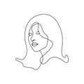 Abstract girl face minimalism continuous line drawing vector illustration minimalist design. Artistic women portrait with one