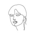 Abstract girl face minimalism continuous line drawing vector illustration minimalist design. Artistic women portrait with one