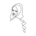 Abstract girl face minimalism continuous line drawing vector illustration minimalist design. Artistic women portrait with one