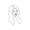 Abstract girl face minimalism continuous line drawing vector illustration minimalist design. Artistic women portrait with one