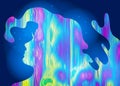 Abstract girl, psychedelic style background. Lucid dream, conscious dream, creative concept. Vector illustration. Royalty Free Stock Photo