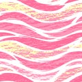 Abstract girly seamless pattern. Vector pink wavy stripes texture isolated on white background. Royalty Free Stock Photo
