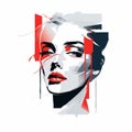 Abstract Glamorous Hollywood Portrait: Modern Youth Face Illustration