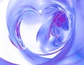 Abstract glass blue hearts on a white background. Abstract fractal romantic background. 3d rendering. Royalty Free Stock Photo