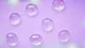 Abstract glass drops beads on a neon purple background