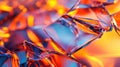 Abstract glass shards with vibrant orange and blue light reflections in geometric design Royalty Free Stock Photo