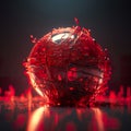 Abstract glass sphere in red color in magic style. Mystical glass ball