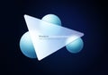 Abstract glassmorphism triangle with floating spheres on dark gradient background Royalty Free Stock Photo