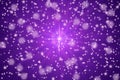 Abstract Glistening Light Rays, Bokeh, Stars and Sparkles in Purple Background Royalty Free Stock Photo