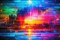 Abstract Glitch Background Depicting a Digital Ransomware Attack A Visual Representation of Cyber Security Threats and