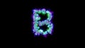 Abstract glitch font - blue letter B on black bg, isolated - object 3D rendering Royalty Free Stock Photo