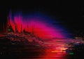 Abstract Glitching Cityscape with Red and Pink Hues Royalty Free Stock Photo