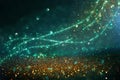 Abstract glitter lights background. black, blue, gold and green. de-focused Royalty Free Stock Photo