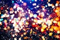 Abstract glitter lights and stars. Festive blue and white color sparkling vintage background.Blurred bokeh christmas background wi Royalty Free Stock Photo