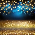 abstract glitter vintage lights background gold, silver, blue and black defocused Royalty Free Stock Photo