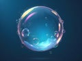 abstract Glittering giant bubble effect with glowing lights on blue background Royalty Free Stock Photo