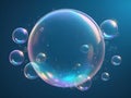 abstract Glittering giant bubble effect glowing lights on blue background Royalty Free Stock Photo