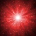 Abstract Glittering Sparkles and Rays in Dark Red Gradient Background Royalty Free Stock Photo
