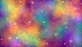 Abstract Glittering Stars And Colorful Nebulae In Deep Space