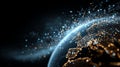 Abstract global digital network with glowing data connections over earth for technology background Royalty Free Stock Photo