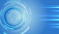 Abstract global sci fi concept. Digital internet communication on blue background. Wide Cyber security internet and networking