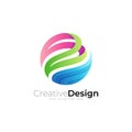 Abstract globe design template, 3d colorful icon, earth logos