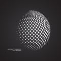 Abstract globe dotted sphere, 3d halftone dot effect. White colo Royalty Free Stock Photo