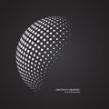 Abstract globe dotted sphere, 3d halftone dot effect. White colo Royalty Free Stock Photo