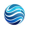 Abstract Globe Logo Design with Blue Waves for Technology or Corporate Identity Royalty Free Stock Photo