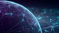 Abstract globe with network connections and glowing nodes on a dark background, global communication Royalty Free Stock Photo